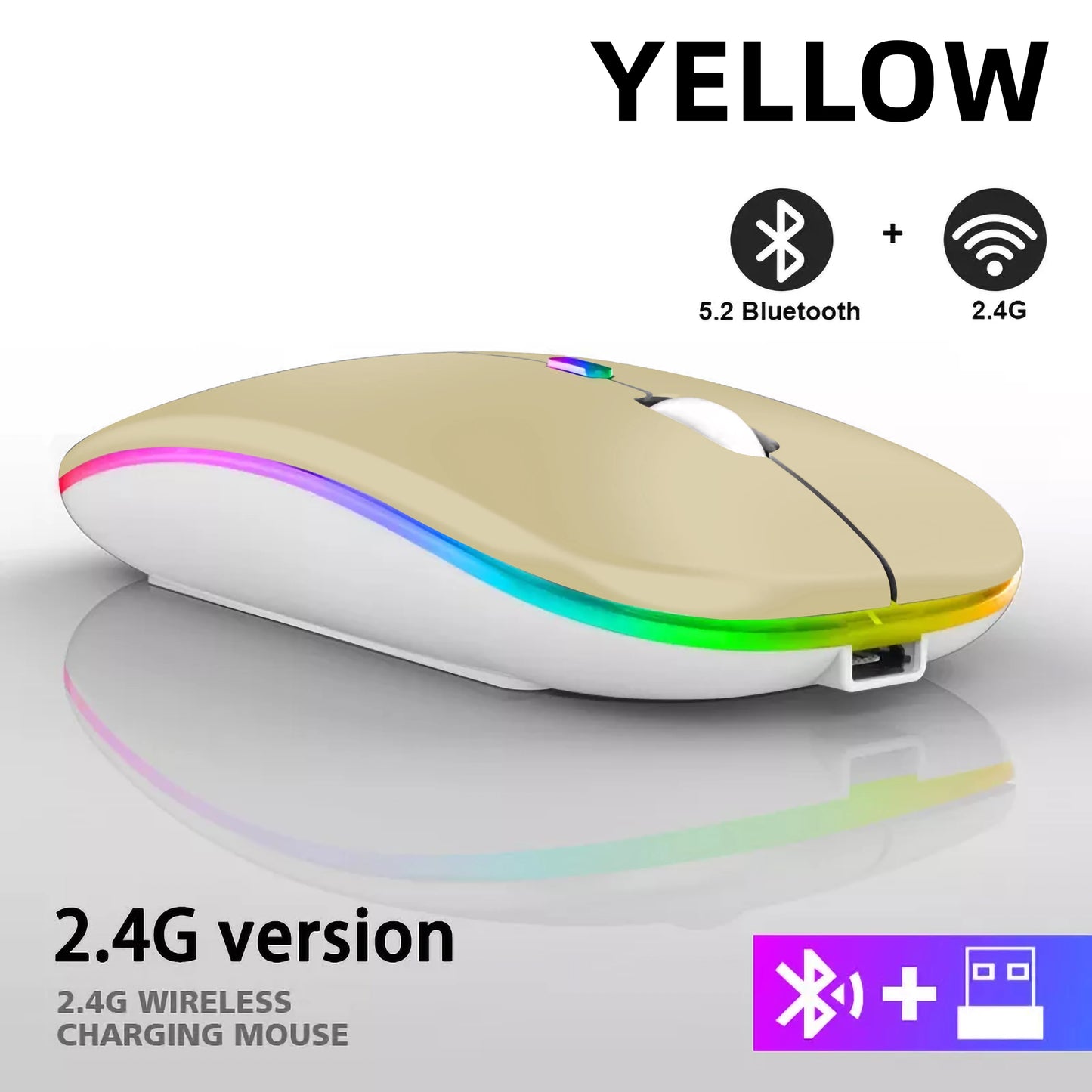 Zaarafy™ RGB Wireless Bluetooth Gaming Mouse – 1600 DPI, Rechargeable, Silent Click