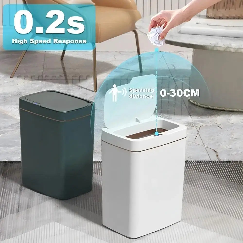 Zaarafy™ 15L Touchless Smart Sensor Trash Can – Auto Bagging, IPX5 Waterproof