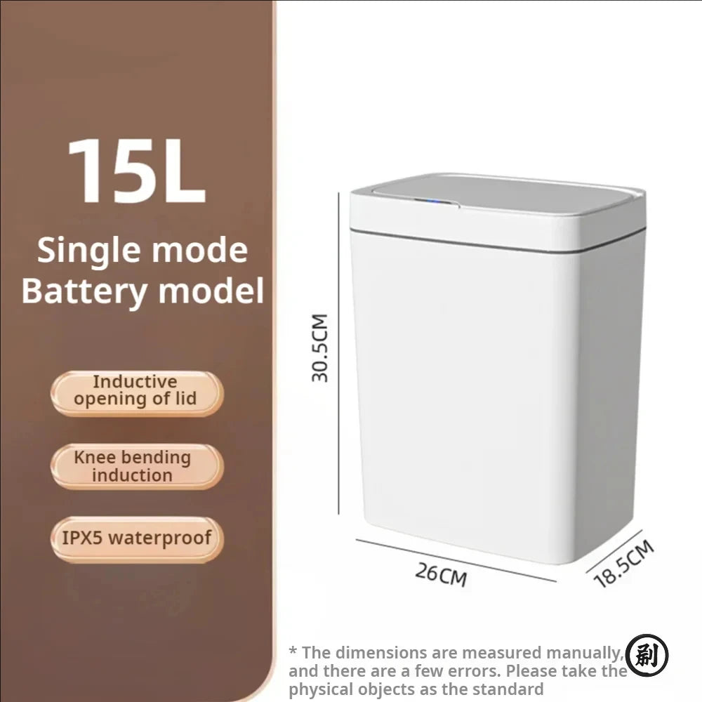 Zaarafy™ 15L Touchless Smart Sensor Trash Can – Auto Bagging, IPX5 Waterproof