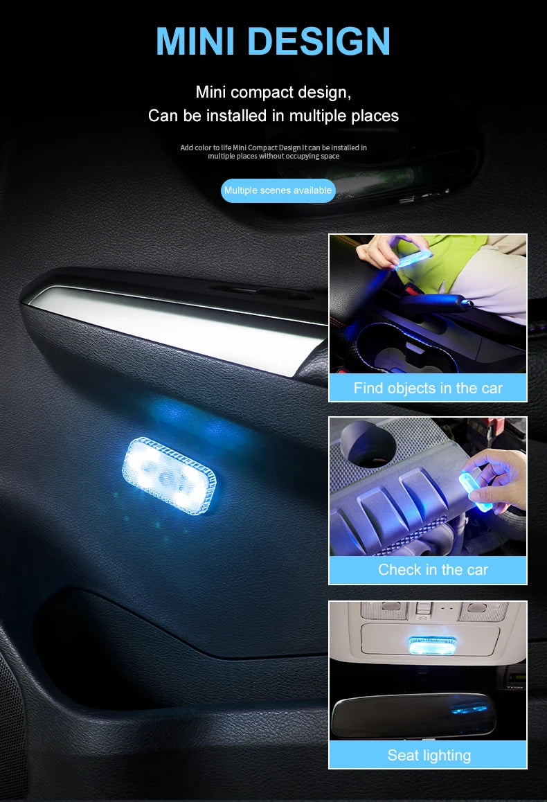 Zaarafy™ LED Touch Car Interior Light – Mini Wireless Ceiling Reading Lamp, USB Charging, Door & Trunk