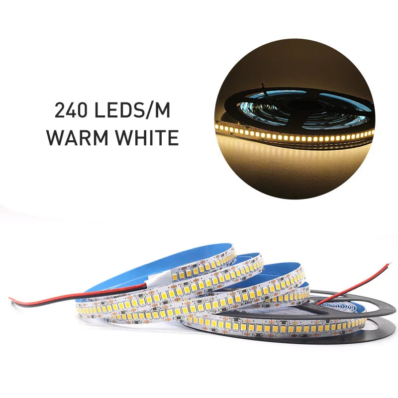 Zaarafy™ 12V SMD 2835 LED Strip Light – 120/240 LED/M, 1M-5M Warm White Flexible Ribbon