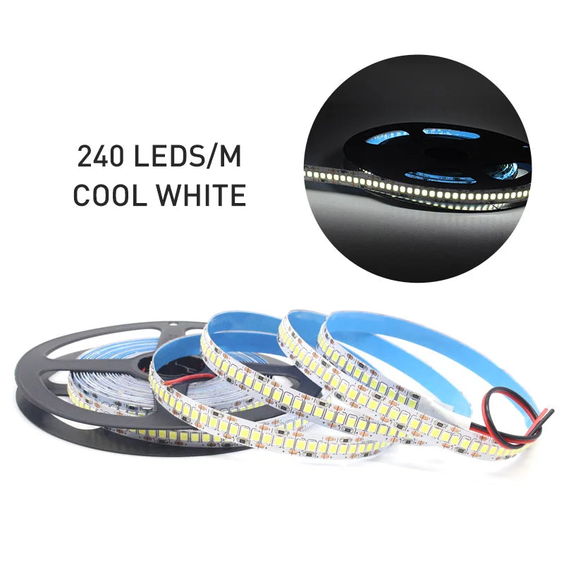 Zaarafy™ 12V SMD 2835 LED Strip Light – 120/240 LED/M, 1M-5M Warm White Flexible Ribbon