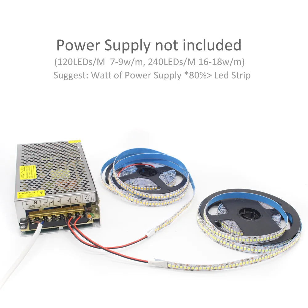 Zaarafy™ 12V SMD 2835 LED Strip Light – 120/240 LED/M, 1M-5M Warm White Flexible Ribbon