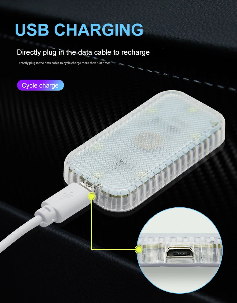Zaarafy™ LED Touch Car Interior Light – Mini Wireless Ceiling Reading Lamp, USB Charging, Door & Trunk