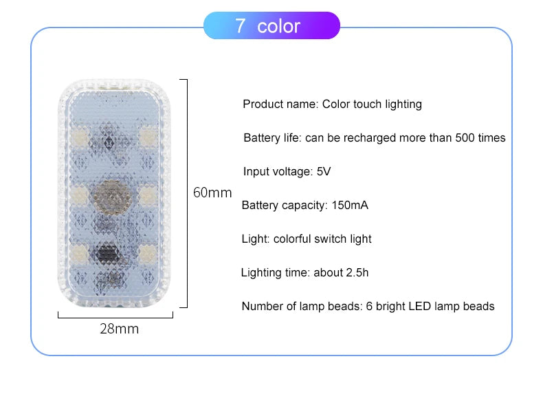 Zaarafy™ LED Touch Car Interior Light – Mini Wireless Ceiling Reading Lamp, USB Charging, Door & Trunk