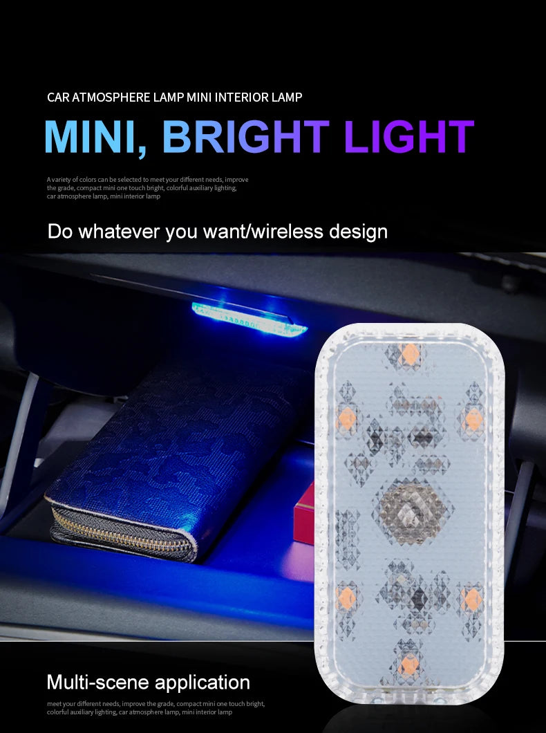 Zaarafy™ LED Touch Car Interior Light – Mini Wireless Ceiling Reading Lamp, USB Charging, Door & Trunk