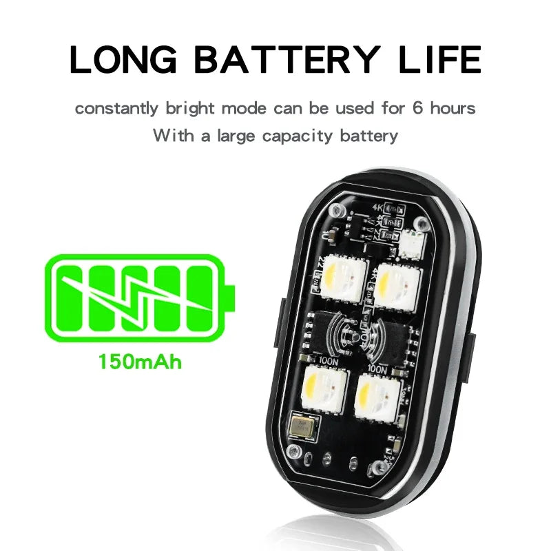 Zaarafy™ RGB LED Strobe Warning Light – Wireless Aircraft Flash Light, USB Rechargeable Motorcycle Light