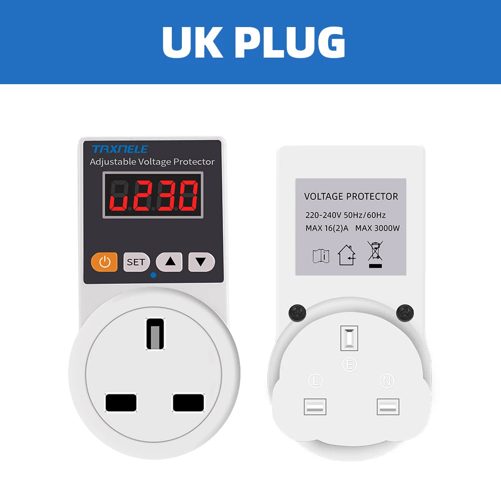 Zaarafy™ Automatic Voltage Protector Socket – 220V 16A Adjustable Surge Protector EU Plug for Refrigerator