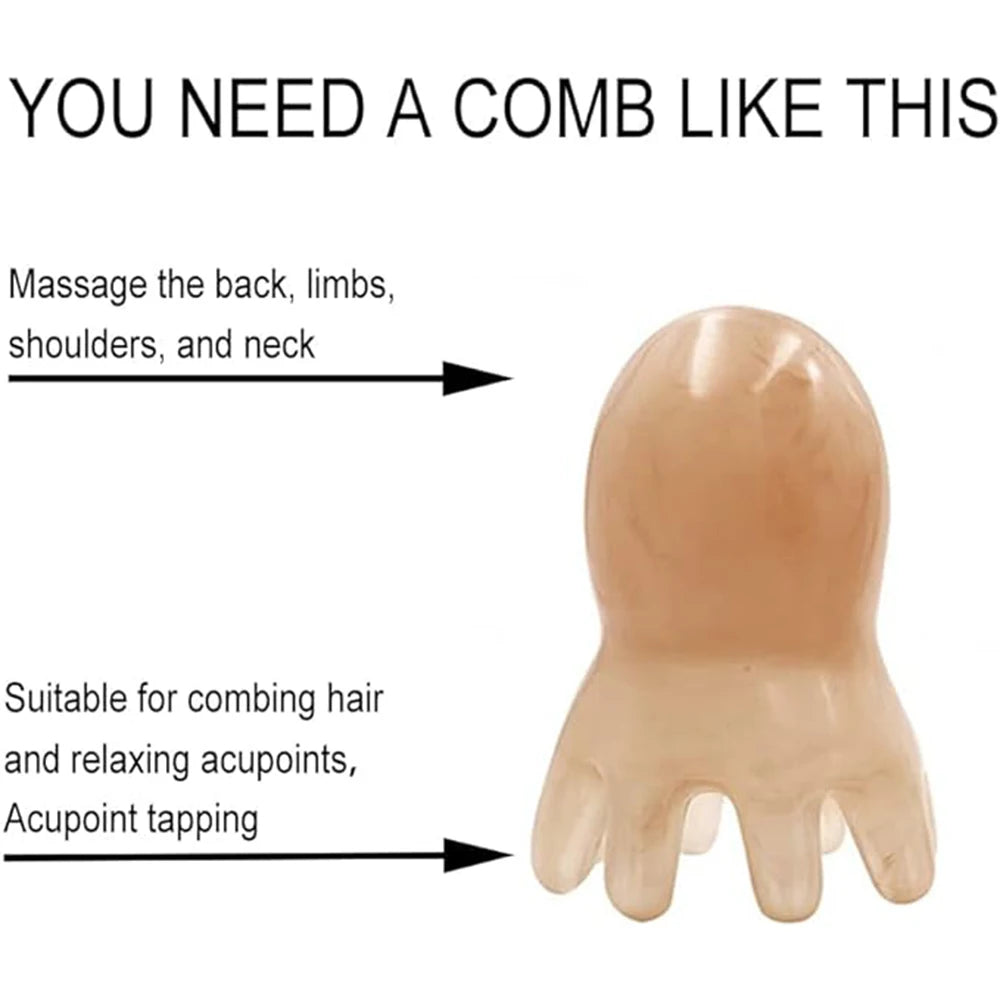 Zaarafy™ Octopus Scalp Massage Comb – Wide Tooth, Meridian Acupoint, Deep Relaxation