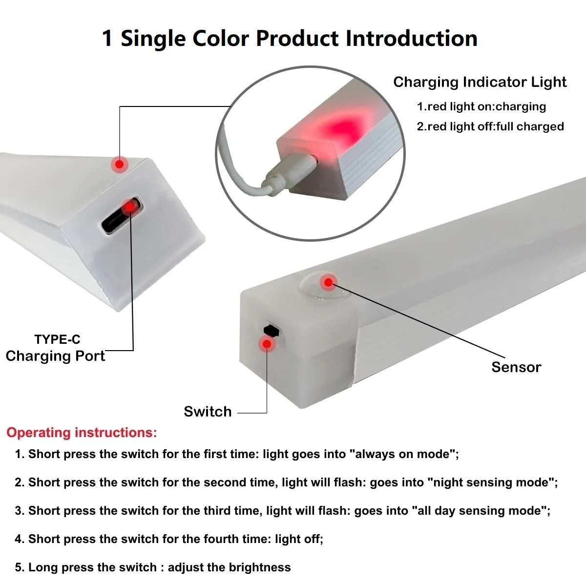 Zaarafy™ Motion Sensor LED Night Light Bar – USB Rechargeable, Cabinet & Staircase Strip Lamp