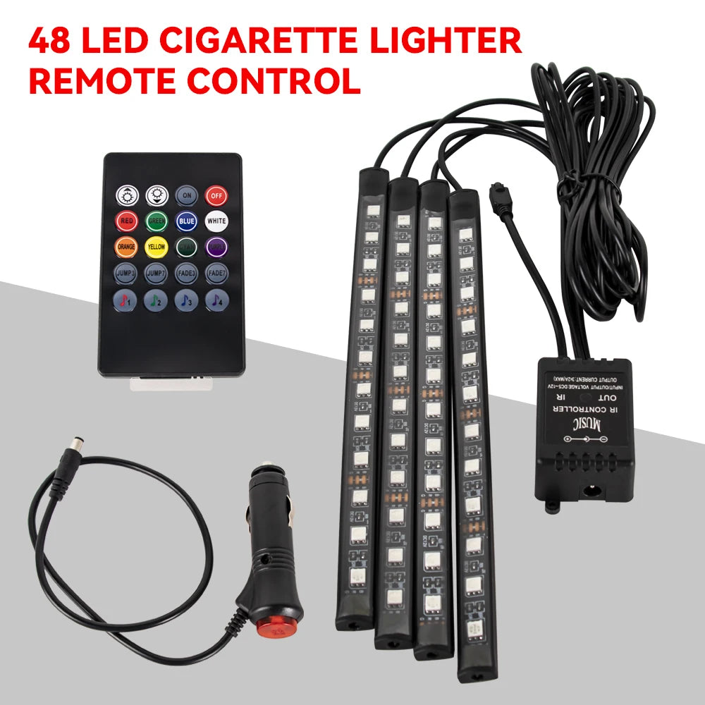 Zaarafy™ Car Interior RGB Neon Atmosphere Light – 36/48/72 LED, App & Remote Music Control