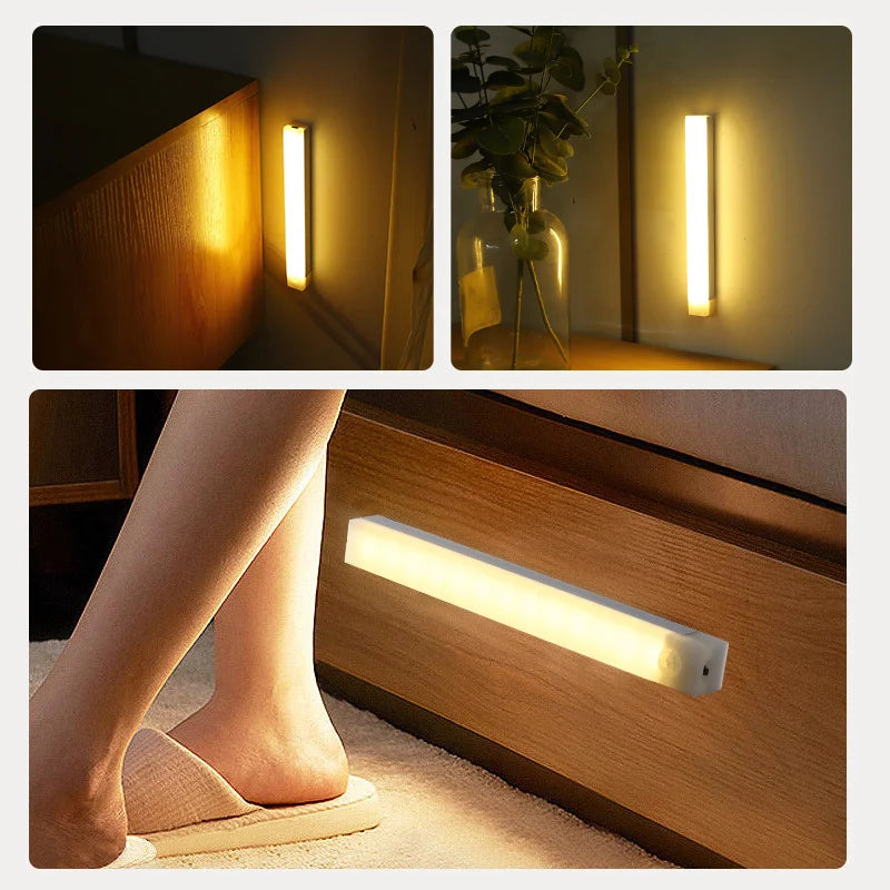 Zaarafy™ Motion Sensor LED Night Light Bar – USB Rechargeable, Cabinet & Staircase Strip Lamp