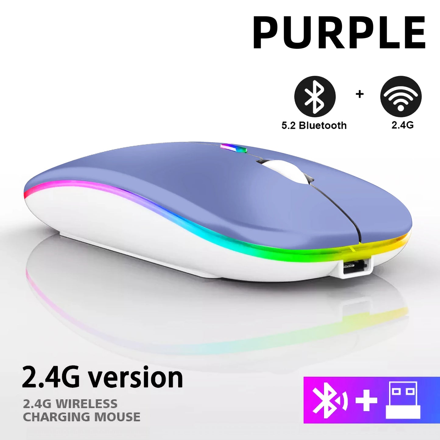 Zaarafy™ RGB Wireless Bluetooth Gaming Mouse – 1600 DPI, Rechargeable, Silent Click