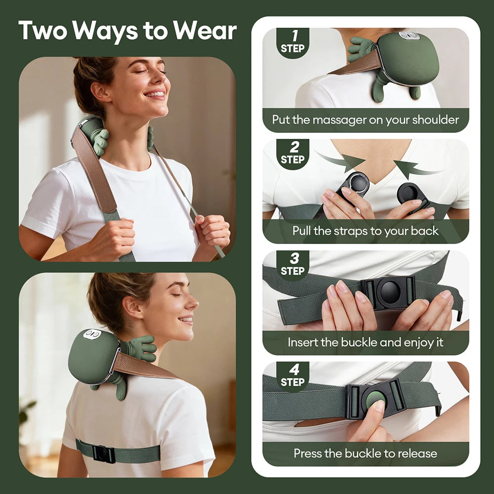 Zaarafy™ 4D Wireless Neck & Shoulder Massager – Bionic Kneading Shawl, 2000mAh