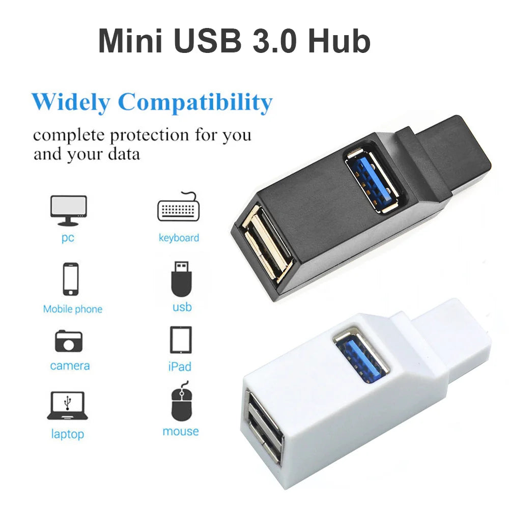 Zaarafy™ USB 3.0 Hub Mini Splitter – 1 to 3 Port High Speed Adapter for PC & Laptop