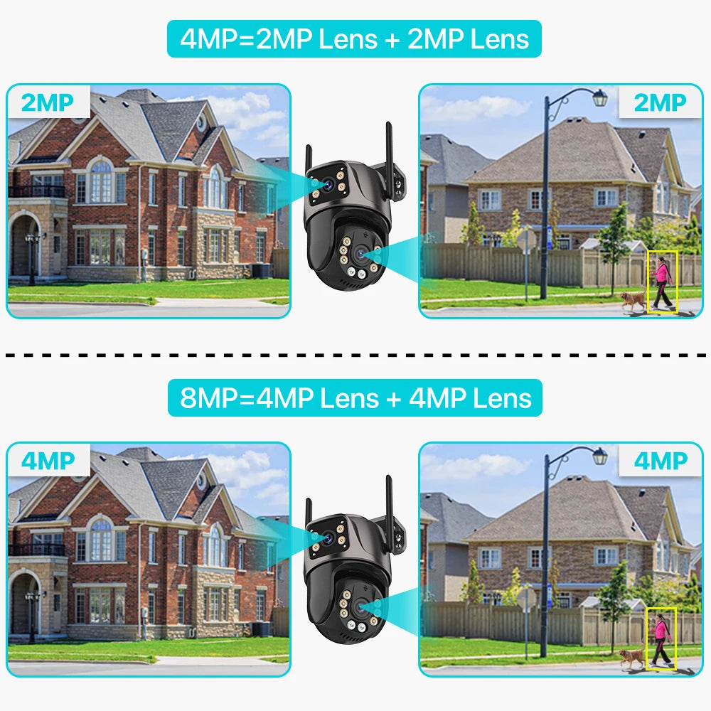 Zaarafy™ 4K 8MP WiFi PTZ Security Camera – Dual Lens, AI Auto Tracking, Outdoor CCTV