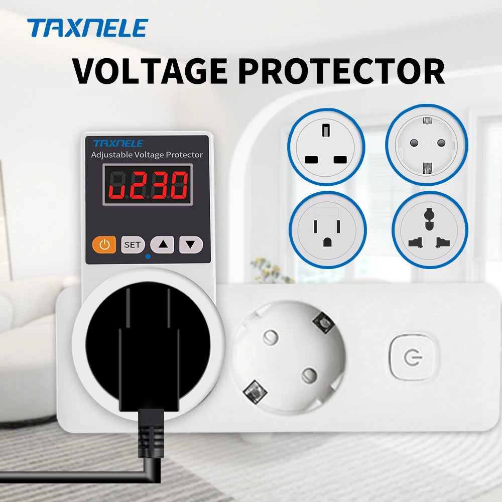 Zaarafy™ Automatic Voltage Protector Socket – 220V 16A Adjustable Surge Protector EU Plug for Refrigerator