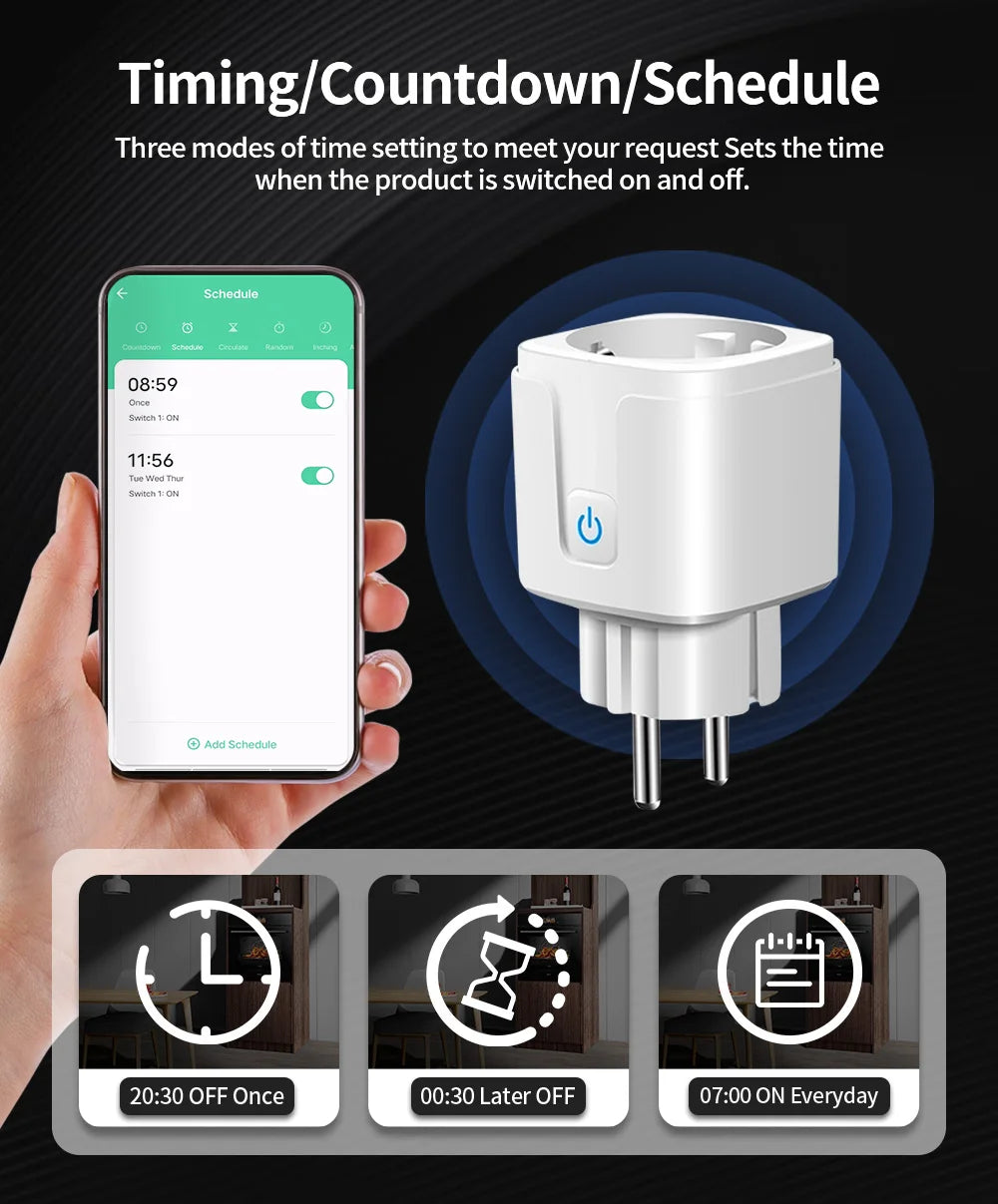 Zaarafy™ Tuya WiFi Zigbee Smart Socket EU – 16A Power Monitor, Alexa Compatible