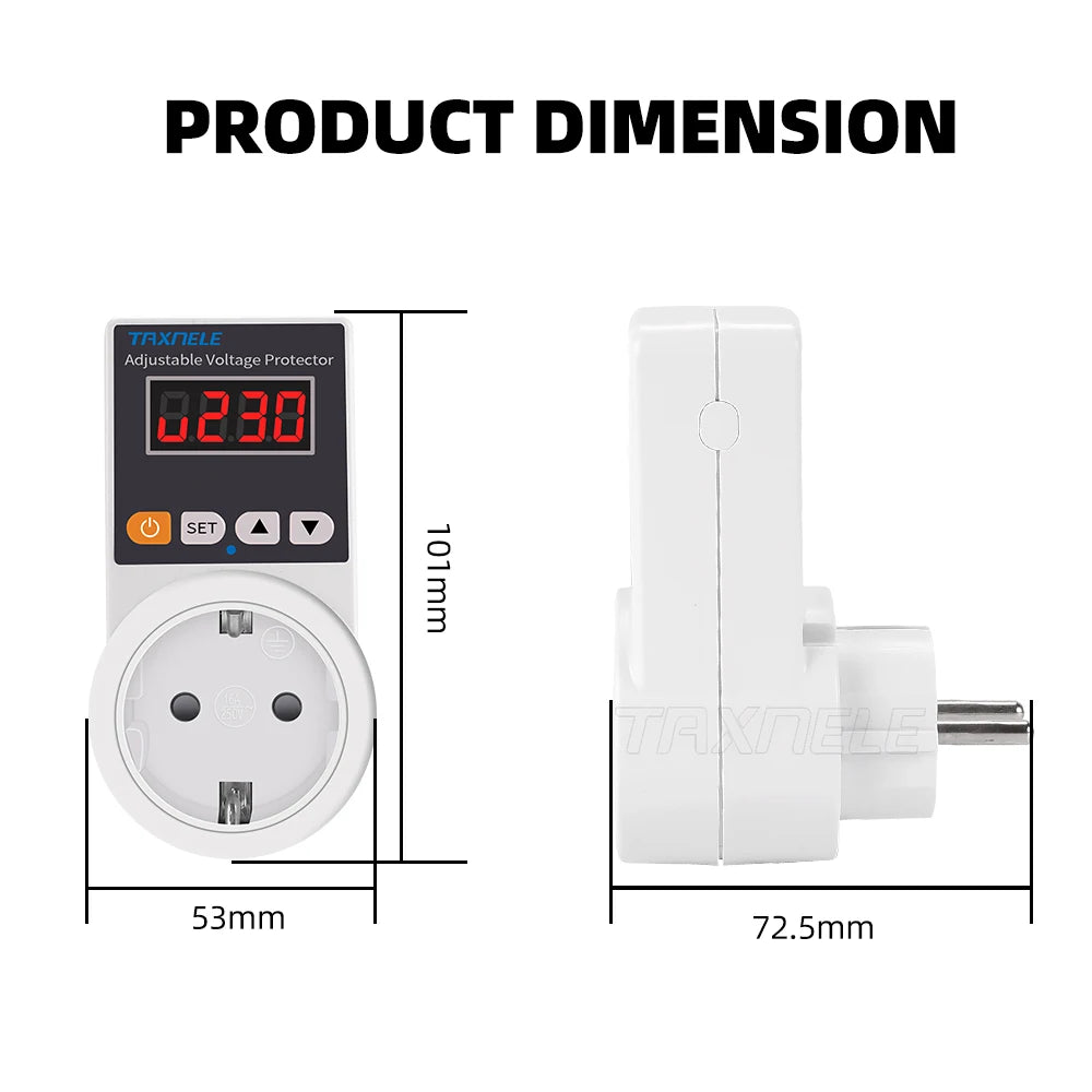 Zaarafy™ Automatic Voltage Protector Socket – 220V 16A Adjustable Surge Protector EU Plug for Refrigerator