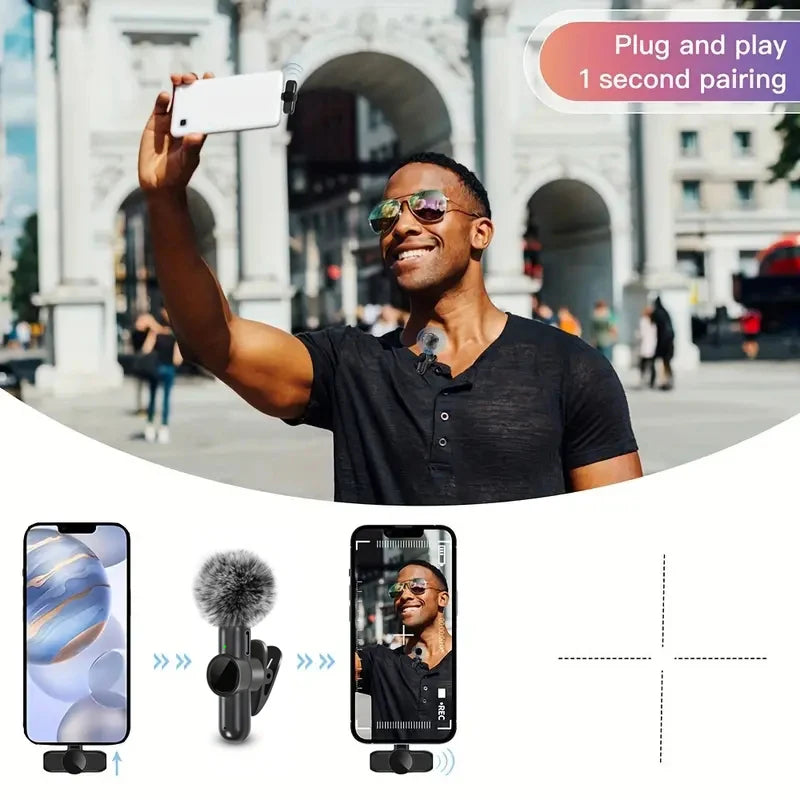 Zaarafy™ Wireless Lavalier Microphone – Mini Clip-On Mic for iPhone, Android & Live Recording