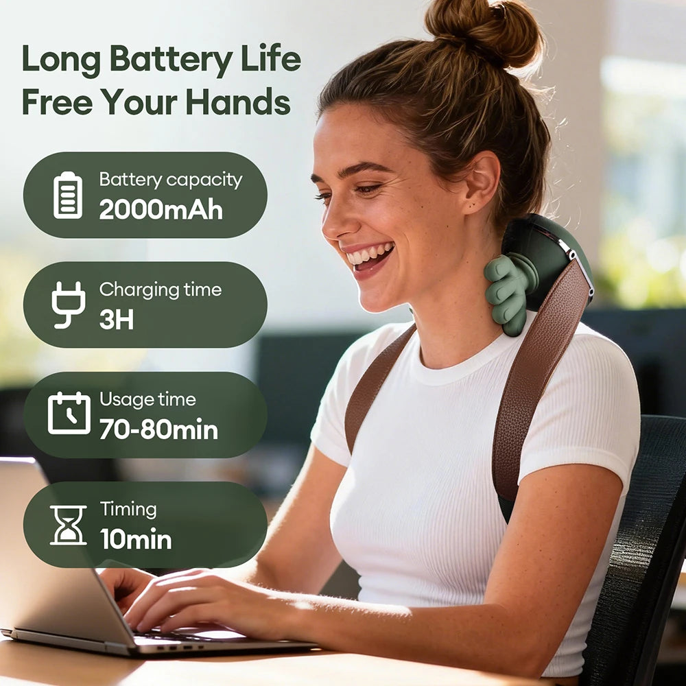 Zaarafy™ 4D Wireless Neck & Shoulder Massager – Bionic Kneading Shawl, 2000mAh