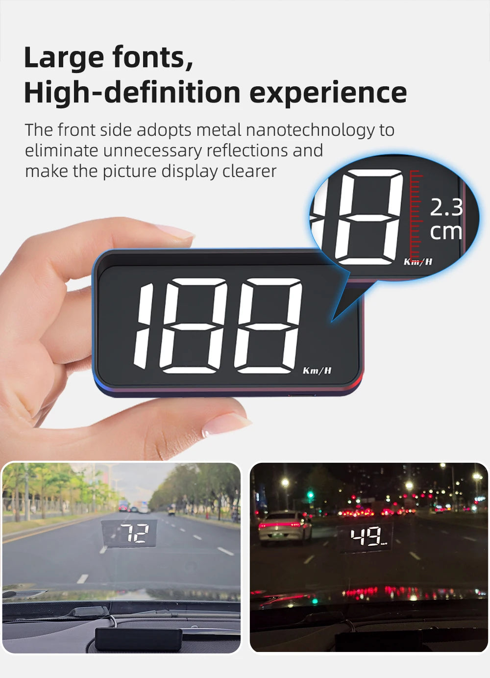 Zaarafy™ HD Car Head-Up Display M2 – GPS Speedometer, KM/H Digital HUD Windshield Projector