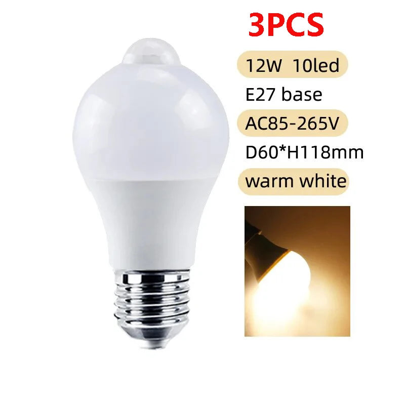 Zaarafy™ PIR Motion Sensor LED Bulb – 12W E27 Smart Auto ON/OFF Home & Stair Light