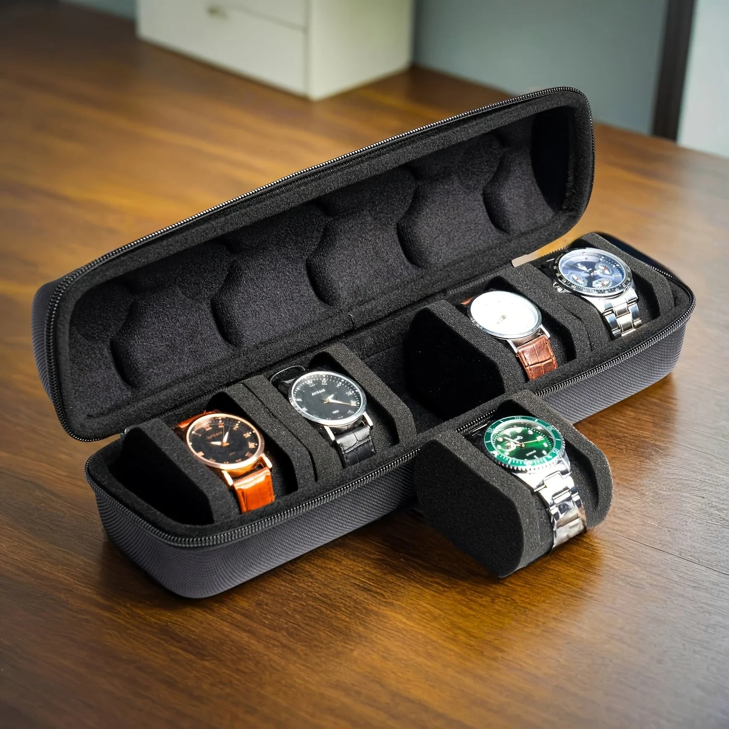 Zaarafy™ 5-Slot Luxury Travel Watch Case Organizer