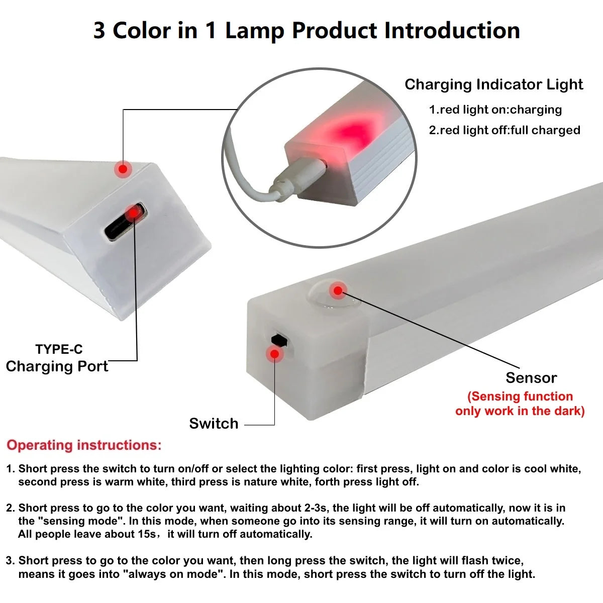 Zaarafy™ Motion Sensor LED Night Light Bar – USB Rechargeable, Cabinet & Staircase Strip Lamp