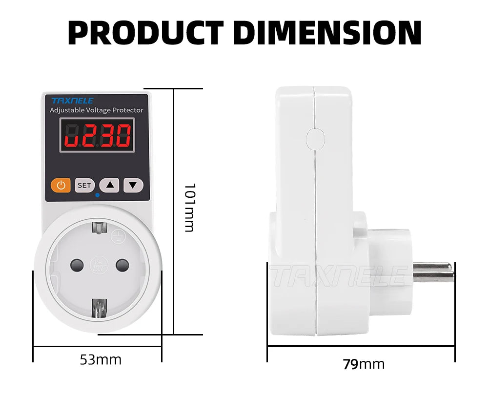 Zaarafy™ Automatic Voltage Protector Socket – 220V 16A Adjustable Surge Protector EU Plug for Refrigerator