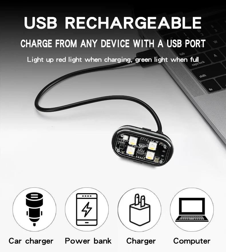 Zaarafy™ RGB LED Strobe Warning Light – Wireless Aircraft Flash Light, USB Rechargeable Motorcycle Light