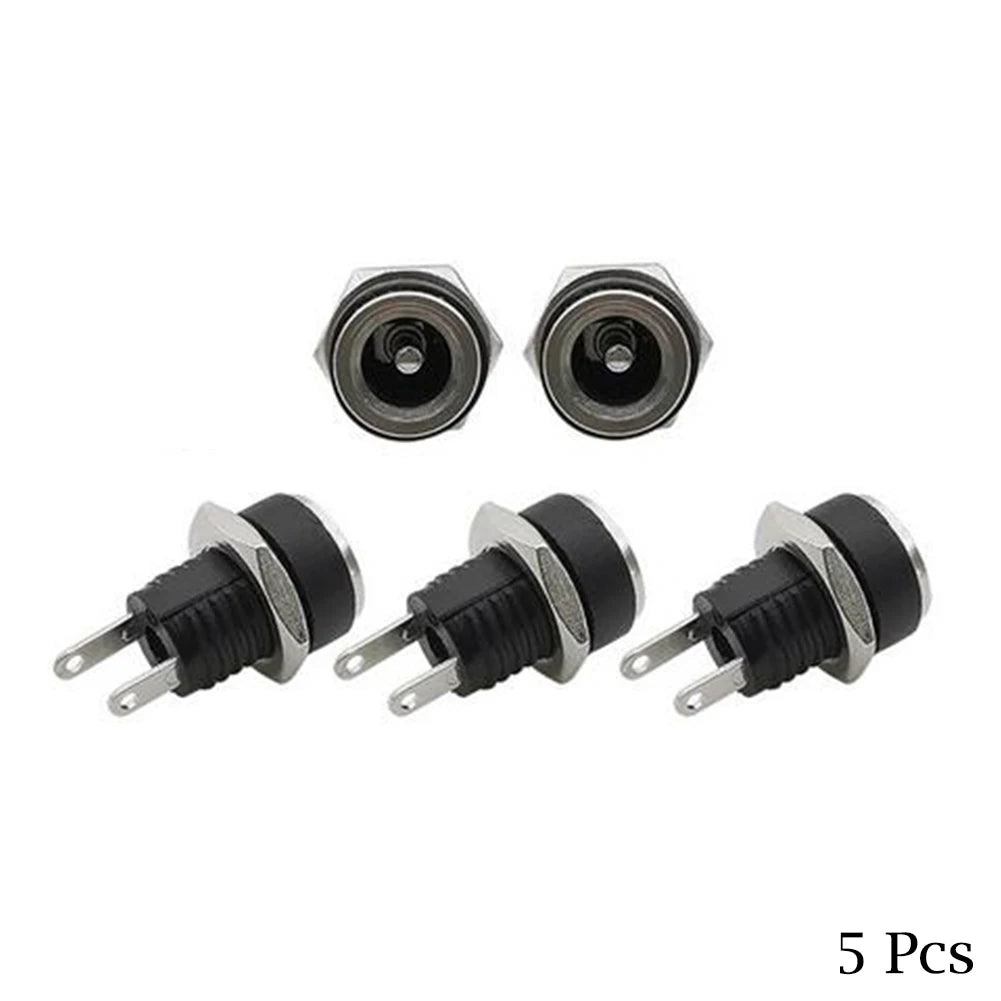 Zaarafy™ DC Power Connector Set – 5 Pairs 2.1mm x 5.5mm Male & Female Jack, 12V Panel Mount