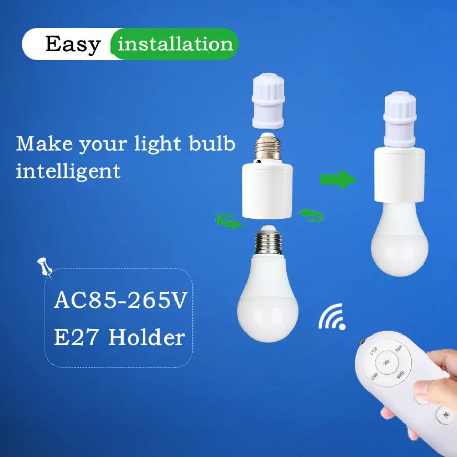 Zaarafy™ E27 Smart Timer Lamp Holder – Wireless Remote Control, 60W, 110-265V