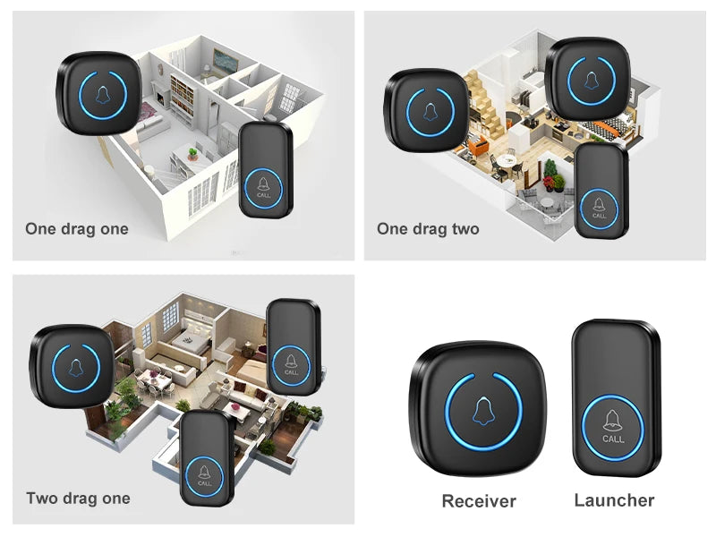 Zaarafy™ Wireless Smart Doorbell – 300M Range, 60 Melodies, US/EU/UK Plug, Home Welcome Bell