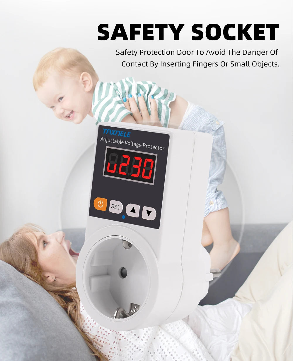Zaarafy™ Automatic Voltage Protector Socket – 220V 16A Adjustable Surge Protector EU Plug for Refrigerator