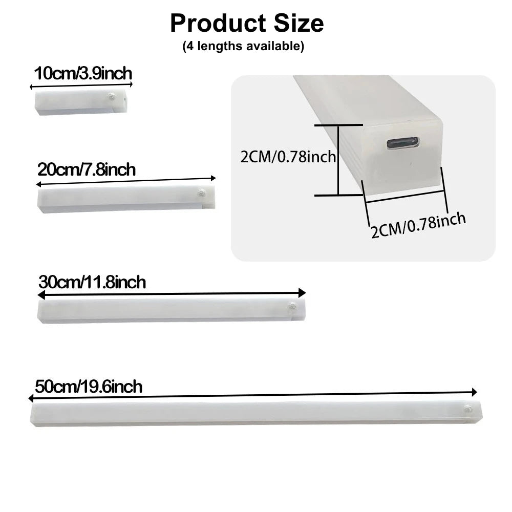 Zaarafy™ Motion Sensor LED Night Light Bar – USB Rechargeable, Cabinet & Staircase Strip Lamp