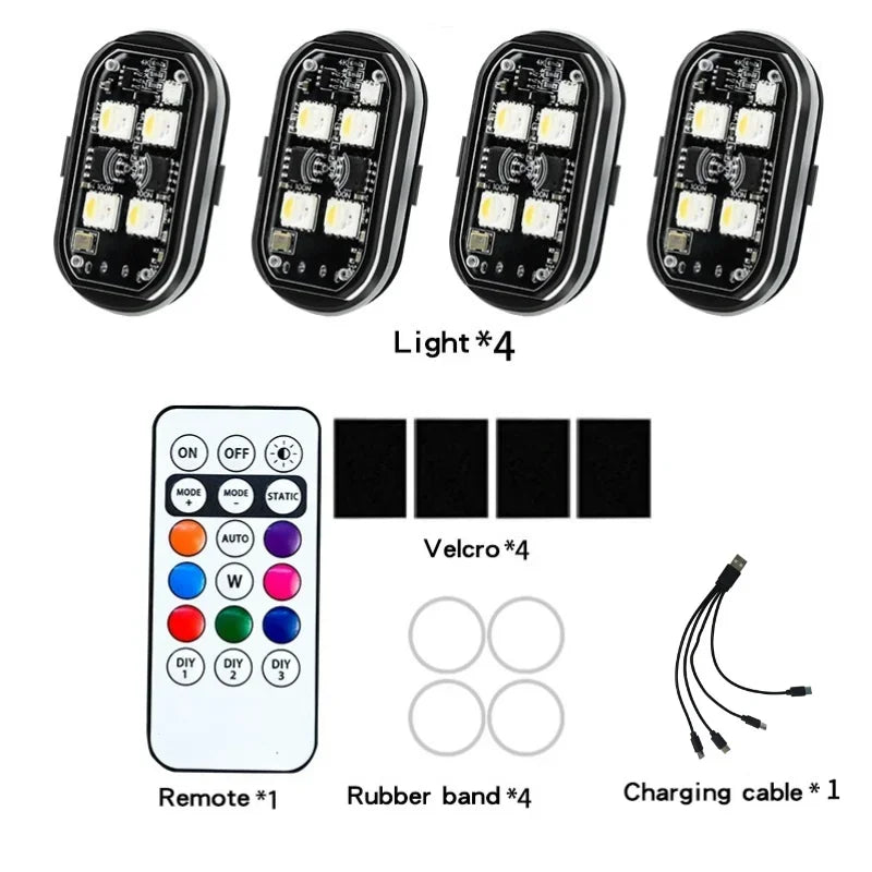 Zaarafy™ RGB LED Strobe Warning Light – Wireless Aircraft Flash Light, USB Rechargeable Motorcycle Light