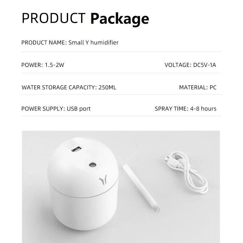 Zaarafy™ GlowMist Mini USB Air Humidifier & Aroma Diffuser (250ml)