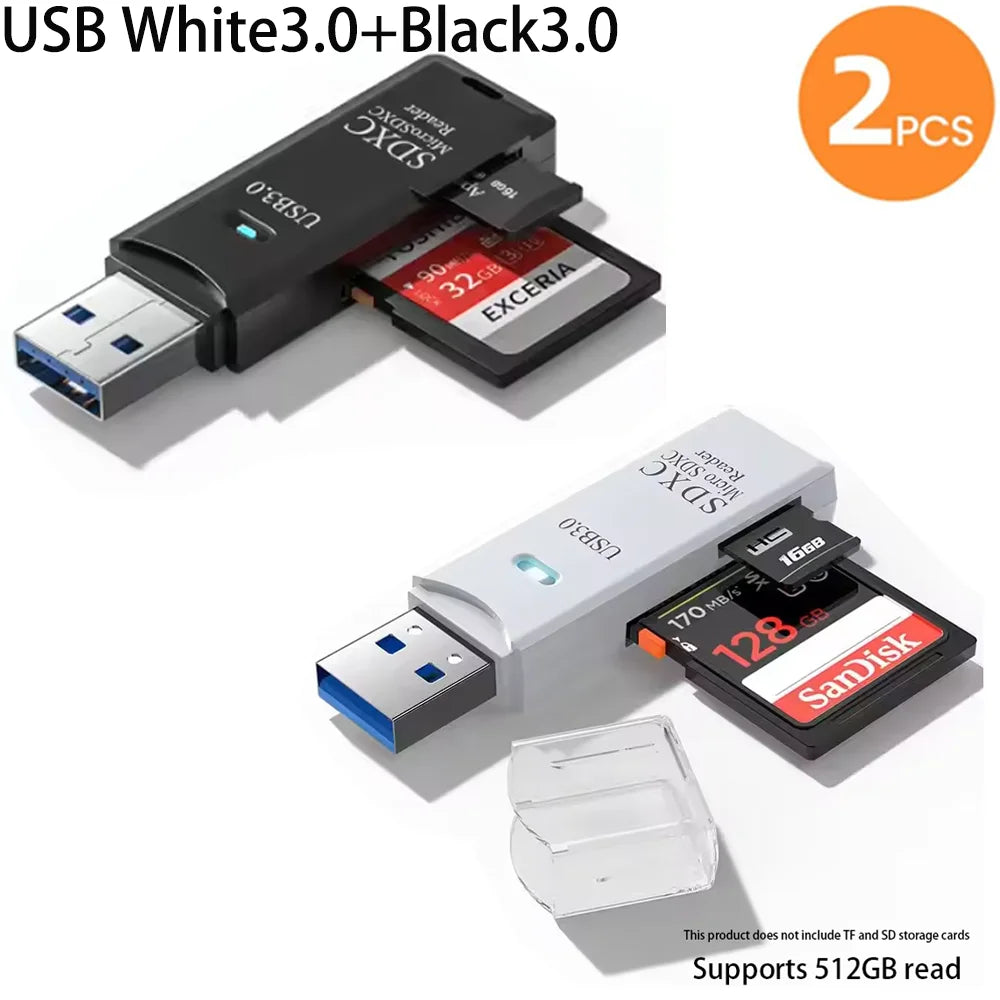 Zaarafy™ USB Card Reader – Multi-Port SD/TF Card & USB Flash Drive Adapter, USB 2.0 & 3.0