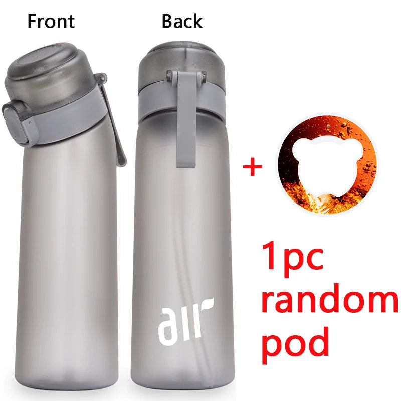 Zaarafy™ 800ml Scented Air Water Bottle – Fruit Flavor Pod, Straw, Flip Lid, Leak-Proof