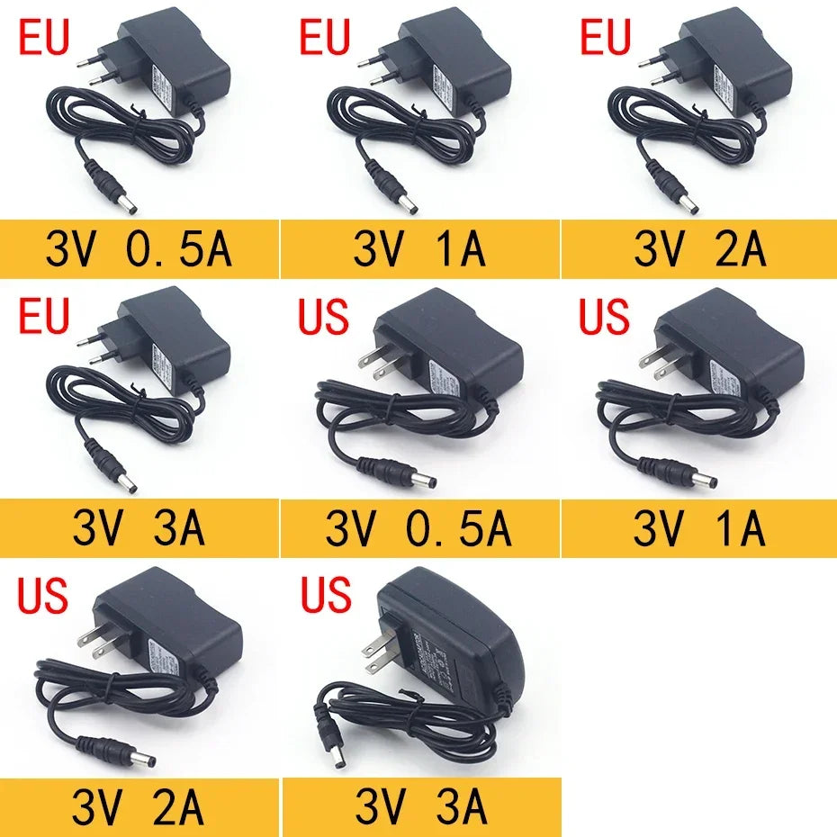 Zaarafy™ Universal DC Power Adapter – AC 100-240V to DC 3V-24V, Multi-Voltage & Current, EU/US Plug