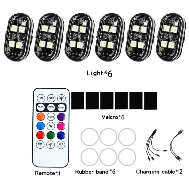 Zaarafy™ RGB LED Strobe Warning Light – Wireless Aircraft Flash Light, USB Rechargeable Motorcycle Light