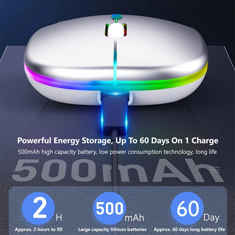Zaarafy™ RGB Wireless Bluetooth Gaming Mouse – 1600 DPI, Rechargeable, Silent Click
