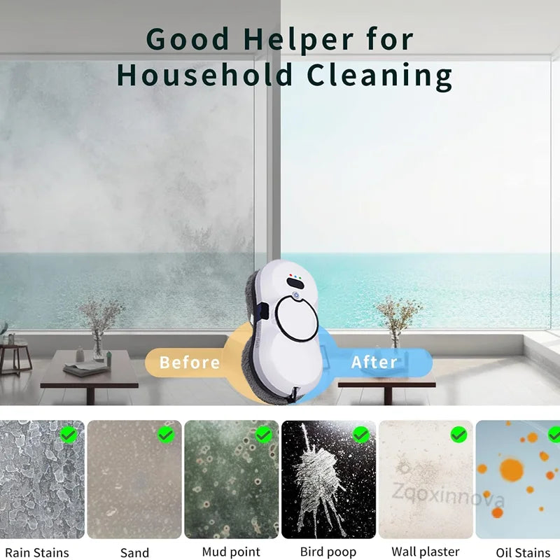 Zaarafy™ Smart Robot Window Cleaner – UPS Auto Vacuum Glass Washer, Electric Floor Mop