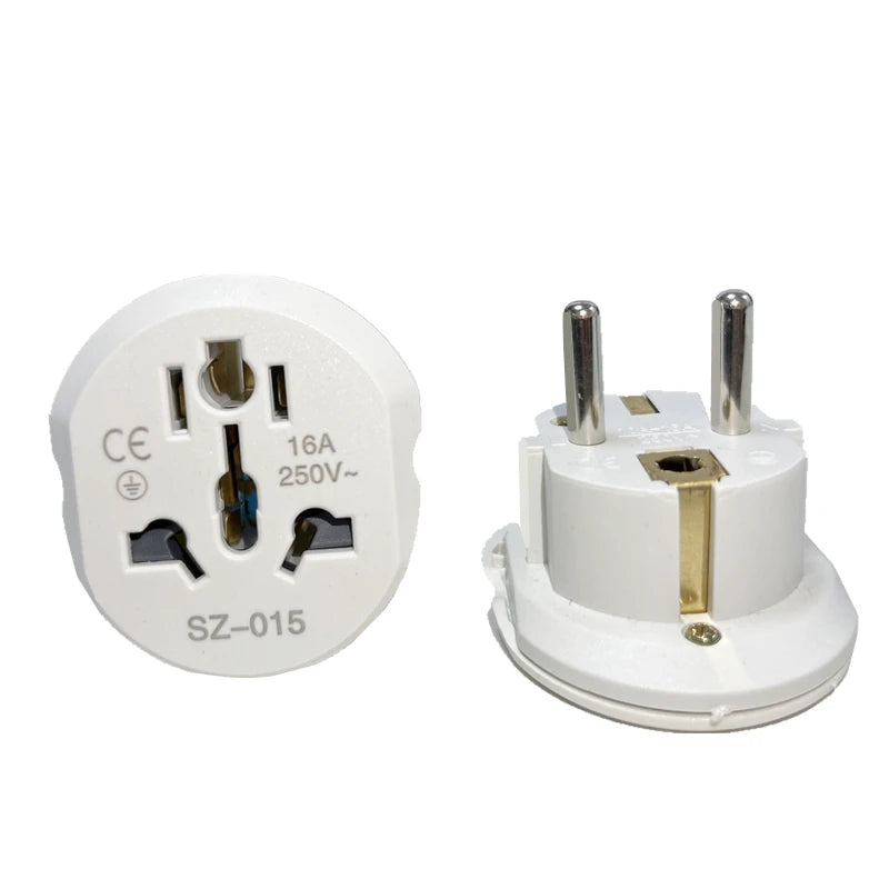 Zaarafy™ EU/Korea Plug Adapter – AU/US/UK/CN to EU/KR, 16A 250V Travel Converter