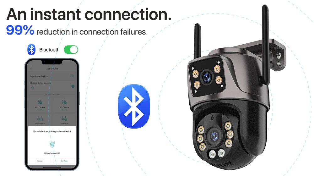 Zaarafy™ 4K 8MP WiFi PTZ Security Camera – Dual Lens, AI Auto Tracking, Outdoor CCTV