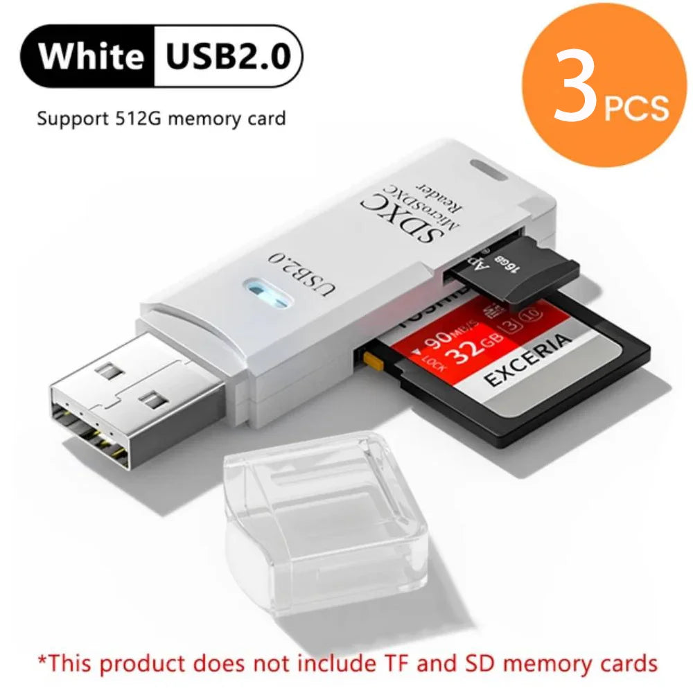 Zaarafy™ USB Card Reader – Multi-Port SD/TF Card & USB Flash Drive Adapter, USB 2.0 & 3.0