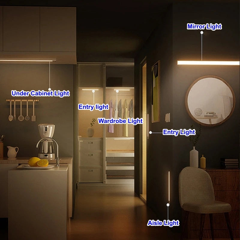 Zaarafy™ Motion Sensor LED Night Light Bar – USB Rechargeable, Cabinet & Staircase Strip Lamp