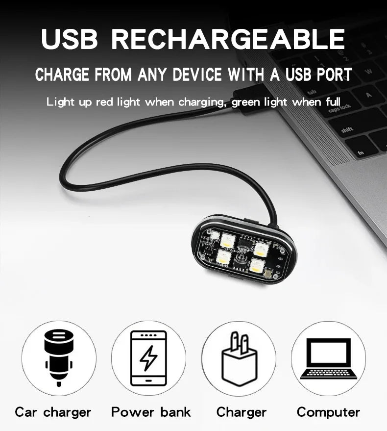 Zaarafy™ RGB LED Strobe Warning Light – Wireless Aircraft Flash Light, USB Rechargeable Motorcycle Light