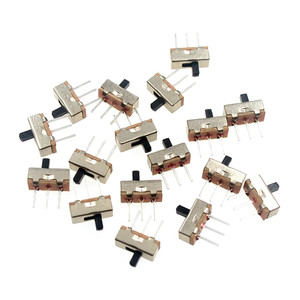 Zaarafy™ Mini Slide Switch SS12D00 – 20 Pcs, 3-Pin 1P2T, On/Off Toggle, 2mm–6mm Handle